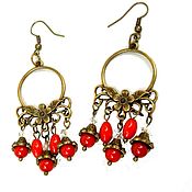 Украшения handmade. Livemaster - original item Classic earrings: earrings with coral beads. Handmade.
