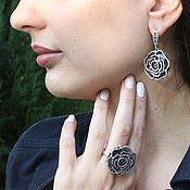 Украшения handmade. Livemaster - original item Aklins earrings and ring with rauchtopaz made of 925 DD0090 silver. Handmade.