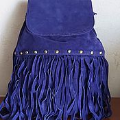 Сумки и аксессуары handmade. Livemaster - original item Blue Genuine Suede Backpack. Handmade.