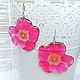 Transparent Resin Earrings from Pink Rose Flowers Earrings Boho Style, Earrings, Taganrog,  Фото №1