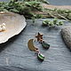 Заказать Серьги Асимметричные Медно-латунные с морскими стеклами. NadyaBriJewelry. Ярмарка Мастеров. . Серьги классические Фото №3