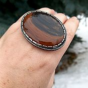Украшения handmade. Livemaster - original item Ring silver. Ring in sterling silver. Ring with obsidian.. Handmade.