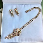 Винтаж handmade. Livemaster - original item Vintage Necklace and clip earrings Jablonec Czechoslovakia Czechoslovakia Aurora Borealis. Handmade.