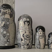 Русский стиль handmade. Livemaster - original item Matryoshkas:Gustav Klimt the Kiss of monochrome. Handmade.
