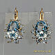 Earrings 'Topaz oval (fantasy)- chamomile' gold 585, topaz. VIDEO, Earrings, St. Petersburg,  Фото №1