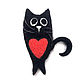 Black cat Valentine. Брошь или магнит на холодильник, Магниты, Каневская,  Фото №1