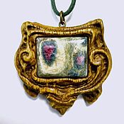 Украшения handmade. Livemaster - original item Copy of Wooden pendant with shattuckite. Handmade.