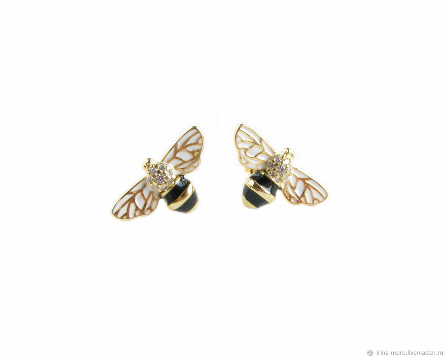 Earrings 'Bee' to buy gold earrings bees busets, Stud earrings, Moscow,  Фото №1