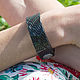 Narrow leather bracelet Emerald-black Fern. Cuff bracelet. Two Starlings. Online shopping on My Livemaster.  Фото №2