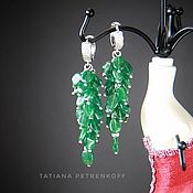 Украшения handmade. Livemaster - original item Emerald eyes earrings green aventurine, 925 silver.. Handmade.
