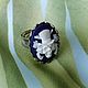A ring with a cameo Skull in a hat background blue under silver 18h25. Subculture decorations. CvetlanaCm (avtorbiju). Online shopping on My Livemaster.  Фото №2