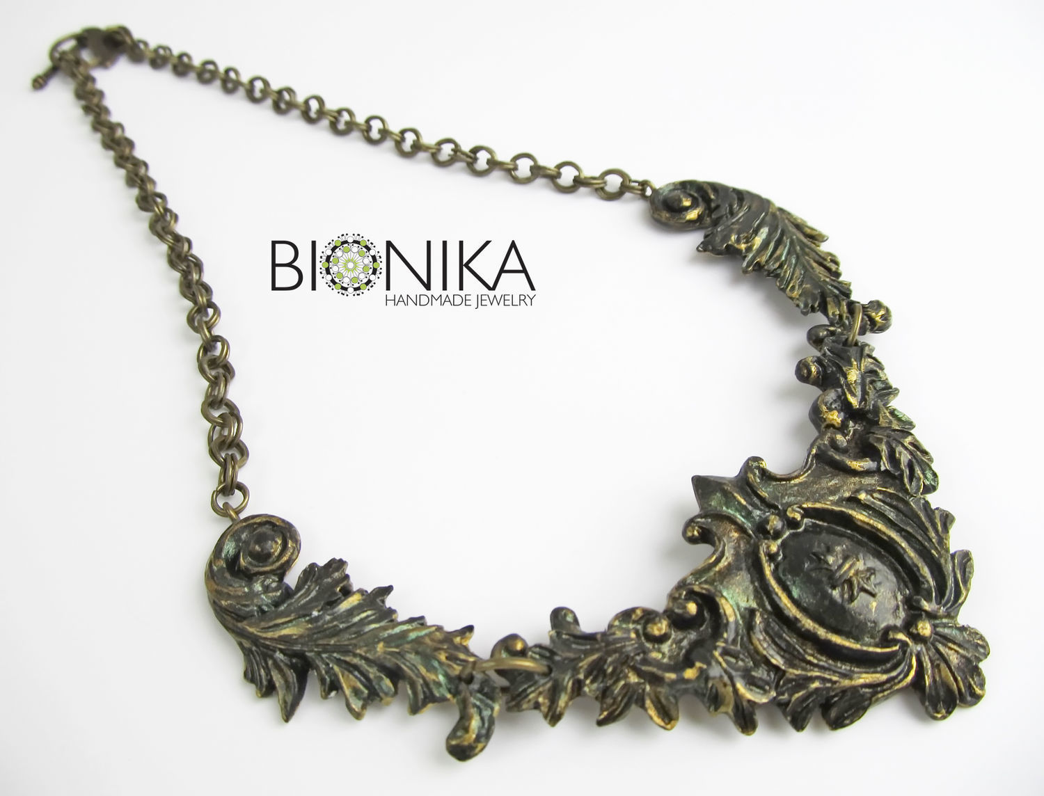 Necklace in vintage style polymer clay with swirls of Baroque, Necklace, Voronezh,  Фото №1