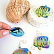 Transparent Earrings Nautical Fish Yellow Stripe Blue Tropics Sea Ocean. Earrings. WonderLand. My Livemaster. Фото №4