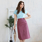 Одежда handmade. Livemaster - original item Cotton satin Bordeaux skirt, burgundy A-line skirt with a slit. Handmade.