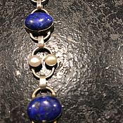 Винтаж handmade. Livemaster - original item Lapis lazuli bracelet, silver, pearl, handmade, Europe. Handmade.