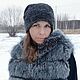 Шапка трансформер вязаная женская бини черный / серый / коричневый, Шапки, Москва,  Фото №1