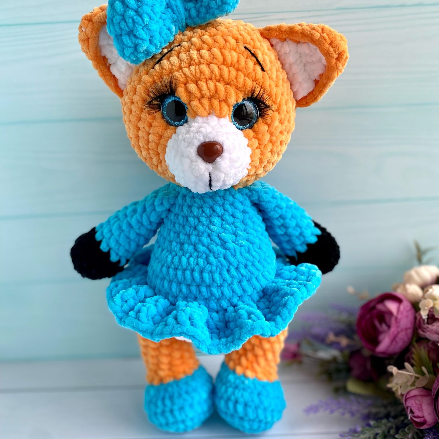 Вязаная игрушка Лиса. Игрушка с метрикой. Именная игрушка в интернет ...