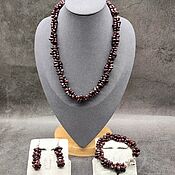 Украшения handmade. Livemaster - original item Jewelry sets: Necklace/ Earrings/Bracelet Natural Garnet stone. Handmade.