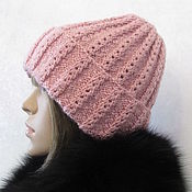 Аксессуары handmade. Livemaster - original item Beanie hat in powdery color, half-wool.. Handmade.