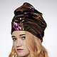 Turban hat hijab millinery Brown with flowers, Turban, Moscow,  Фото №1