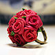 photo ring,bouquet of roses, a ring with flowers polymer clay flowers ring,red ring,ring with rose ring rose bouquet,the ring is bright. Flowers and decorations Zarifa Pirogova.