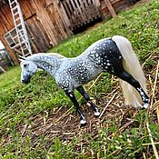 Фигурка лошадь, конь Капучино,бархатный пластик