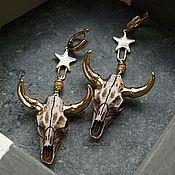 Украшения handmade. Livemaster - original item Stylish, gold-plated earrings made of stone 