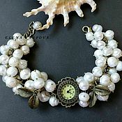 Украшения handmade. Livemaster - original item Bracelet Watch Winter. natural pearls. Handmade.