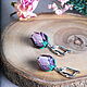  Фиолетовые цветы. Серьги классические. Gem_Glass_jewelry. Интернет-магазин Ярмарка Мастеров.  Фото №2