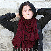 Аксессуары handmade. Livemaster - original item Dark maroon pure wool shawl. Handmade.