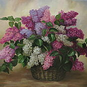 Картины и панно handmade. Livemaster - original item Paintings: oil painting Lilac in a basket 50h60. Handmade.