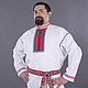 Рубаха славянская  праздничная мужская (белый лен), Народные рубахи, Москва,  Фото №1