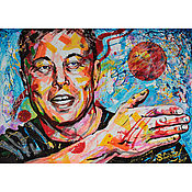 Картины и панно ручной работы. Ярмарка Мастеров - ручная работа Portrait Of Elon Musk. Handmade.