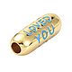 Заказать Бусина золотистая, You are loved, эмаль, 17х6 мм, 20.26. RichRocks. Ярмарка Мастеров. . Бусины Фото №3