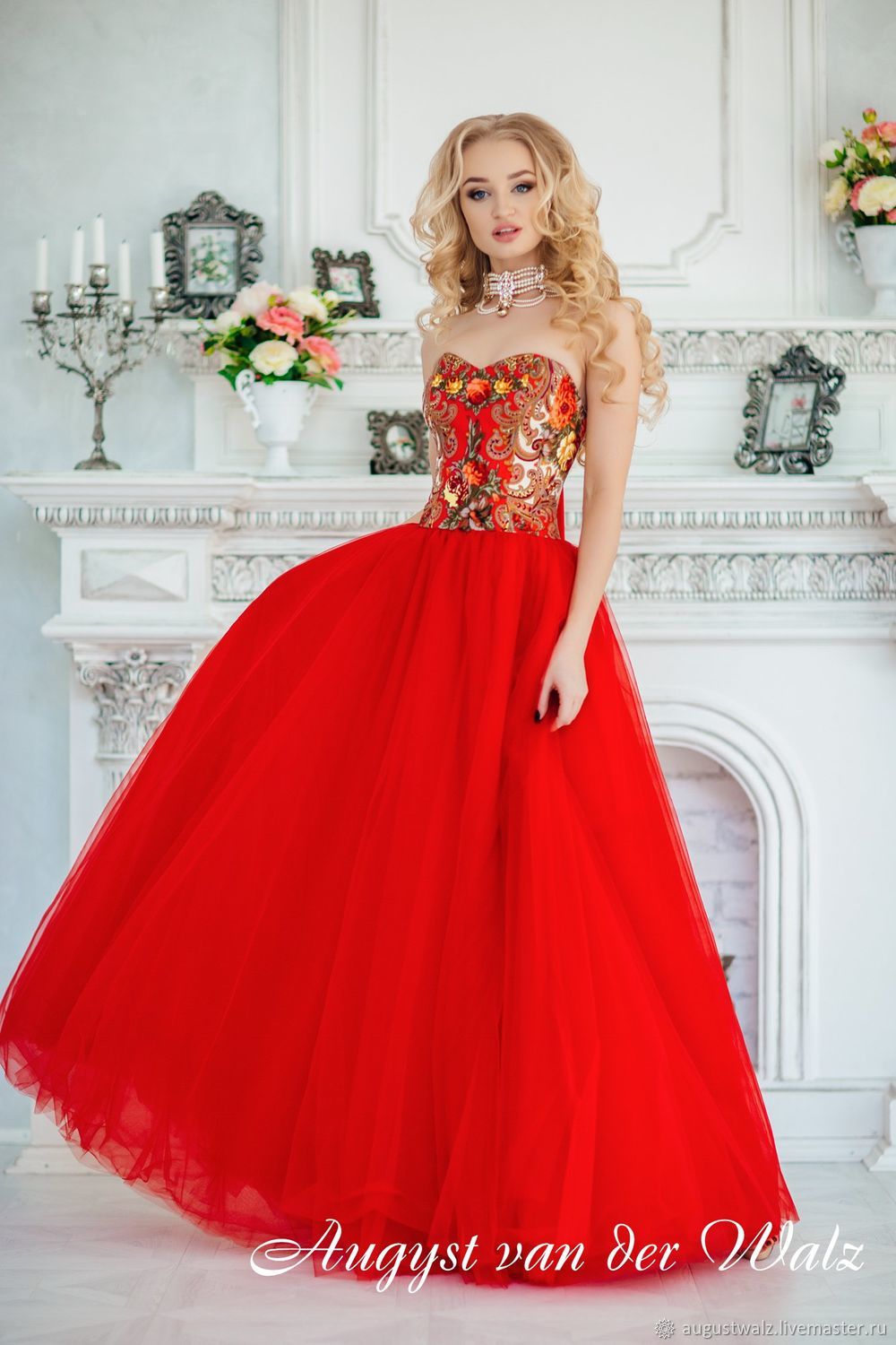 Платье на выпускной в русском стиле