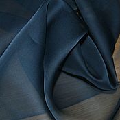 Натуральный шелковый крепдешин тёмно-синего цвета