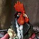 Брошь "Петух с букетом".Валяная брошь из шерсти, Брошь-булавка, Санкт-Петербург,  Фото №1