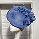 Голубая асимметричная шляпка с бантом «Леди» из Синамей, Шляпы, Санкт-Петербург,  Фото №1