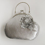 Сумки и аксессуары handmade. Livemaster - original item Women`s Leather Handbag with Clasp SILVER Ladies Evening Handbag. Handmade.