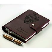 Канцелярские товары handmade. Livemaster - original item Leather notebook glider with engraving. Handmade.
