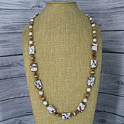 Работы для детей, handmade. Livemaster - original item Beads made of jasper and howlite. Handmade.