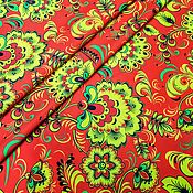 Материалы для творчества handmade. Livemaster - original item Fabric: Khokhloma on red. Handmade.