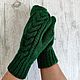  Варежки вязаные женские мужские зеленый. Варежки. Наталья  Malinka_Knitwear/ Вязание. Ярмарка Мастеров.  Фото №4
