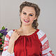 Order Dress linen Russian folk viburnum red. ivankaclub (ivankaclub). Livemaster. . Folk dresses Фото №3