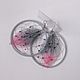 Round earrings 'dream Catcher' grey & pink, Earrings, Tula,  Фото №1