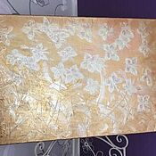Картина маслом светлый ангел с золотом «Рядом» 30х30 см