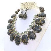 Украшения handmade. Livemaster - original item Teya Necklace and Earrings - green amethyst, JASPER beads.. Handmade.