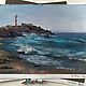 Pastel Turquoise surf painting (lighthouse waves seascape), Pictures, Yuzhno-Uralsk,  Фото №1
