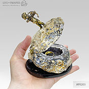 Свадебный салон handmade. Livemaster - original item Boxes for rings: Bronze cupid on an agate geode for a ring. Handmade.