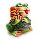 Ceramic figurine 'Frog with water lilies'. Figurines. aboka. Online shopping on My Livemaster.  Фото №2